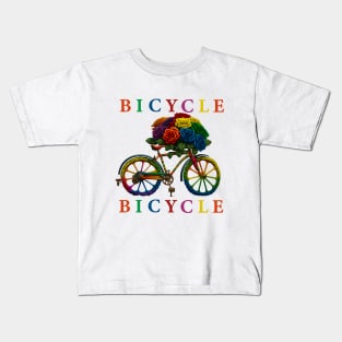 Floral Bicycle Art Kids T-Shirt